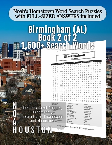 Noah’s Hometown Word Search Puzzles with FULL-SIZED ANSWERS included Birmingham (AL), Book 2 of 2