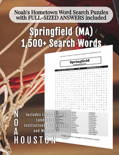 Noah’s Hometown Word Search Puzzles with FULL-SIZED ANSWERS included Springfield (MA)