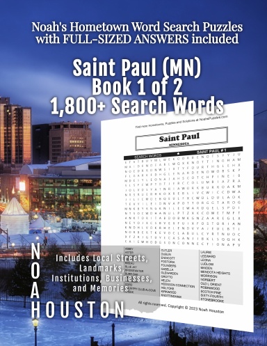 Noah’s Hometown Word Search Puzzles with FULL-SIZED ANSWERS included SAINT PAUL (MN), Book 1 OF 2