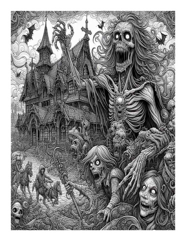 Adult Coloring Book: Fantasy Horror Coloring Book for Adults, Features 25 Coloring Pages for Relaxation
