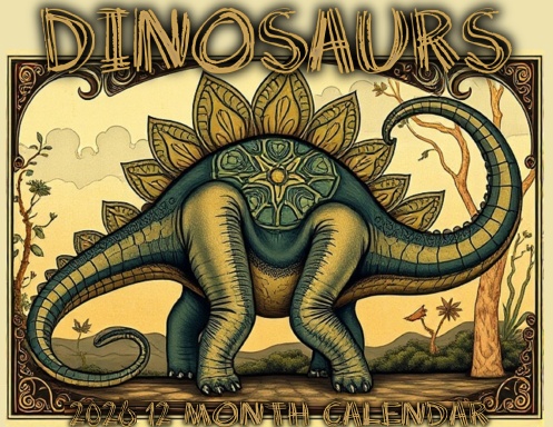 DINOSAURS 2026 12 MONTH CALENDAR