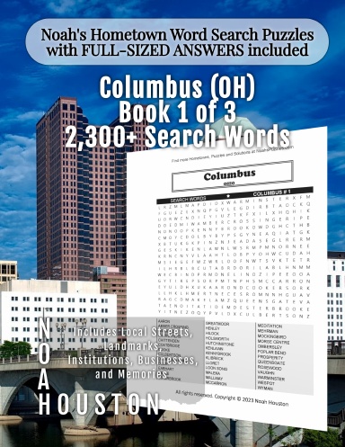 Noah’s Hometown Word Search Puzzles with FULL-SIZED ANSWERS included Columbus (OH), Book 1 of 3