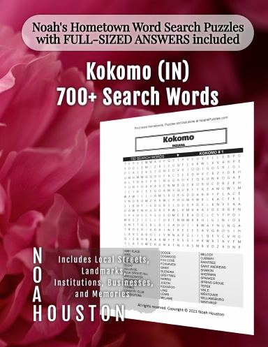 Noah’s Hometown Word Search Puzzles with FULL-SIZED ANSWERS included KOKOMO (IN)