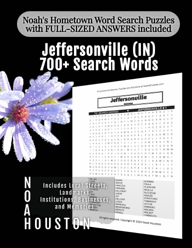 Noah’s Hometown Word Search Puzzles with FULL-SIZED ANSWERS included Jeffersonville (IN)