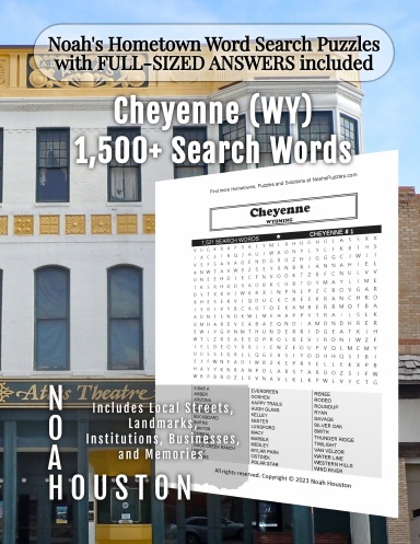 Noah’s Hometown Word Search Puzzles with FULL-SIZED ANSWERS included Cheyenne (WY)