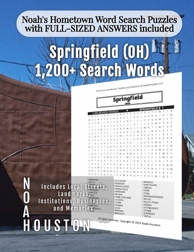Noah’s Hometown Word Search Puzzles with FULL-SIZED ANSWERS included Springfield (OH)