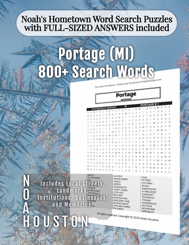 Noah’s Hometown Word Search Puzzles with FULL-SIZED ANSWERS included Portage (MI)