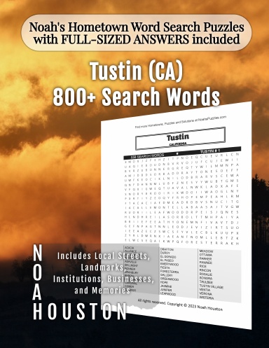 Noah’s Hometown Word Search Puzzles with FULL-SIZED ANSWERS included Tustin (CA)