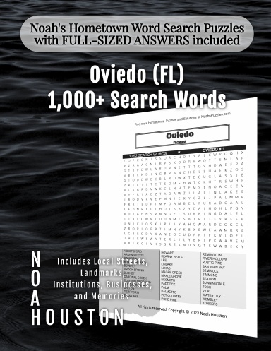 Noah’s Hometown Word Search Puzzles with FULL-SIZED ANSWERS included Oviedo (FL)