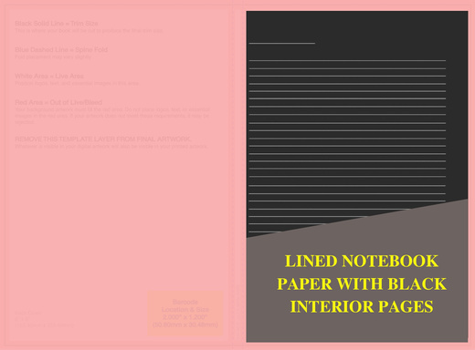 LINED NOTEBOOK PAPER WITH BLACK INTERIOR PAGES