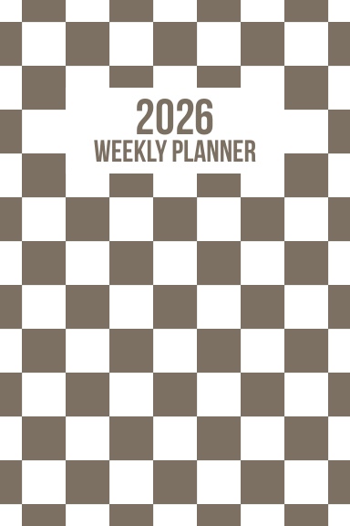2026 Taupe Checkered Weekly Planner