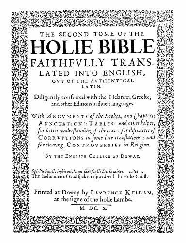 Douay Old Testament, Tome 2, Part 2: The Prophetical Books (1610 A.D. ed.)