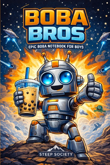Boba Bros Notebook for Boys | Bubble Tea Boys Notebook Design