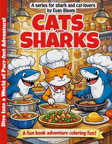 CATS AND SHARKS Coloring Book.