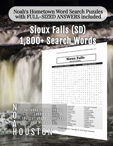 Noah’s Hometown Word Search Puzzles with FULL-SIZED ANSWERS included Sioux Falls (SD)