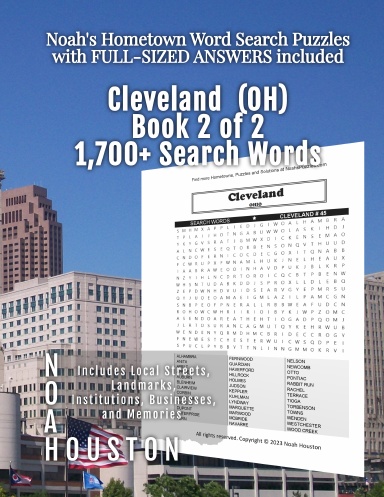 Noah’s Hometown Word Search Puzzles with FULL-SIZED ANSWERS included CLEVELAND (OH), Book 2 of 2