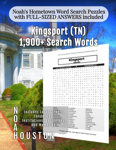 Noah’s Hometown Word Search Puzzles with FULL-SIZED ANSWERS included Kingsport (TN)