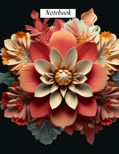 Symmetrical floral pattern notebook/for girls, women, and flower lovers/ 8.5 x 11 inch