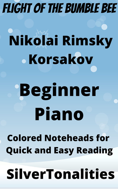Flight of the Bumble Bee Beginner Piano Sheet Music with Colored Notation