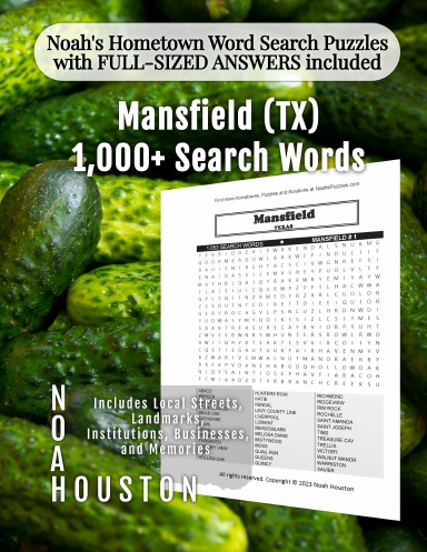 Noah’s Hometown Word Search Puzzles with FULL-SIZED ANSWERS included Mansfield (TX)