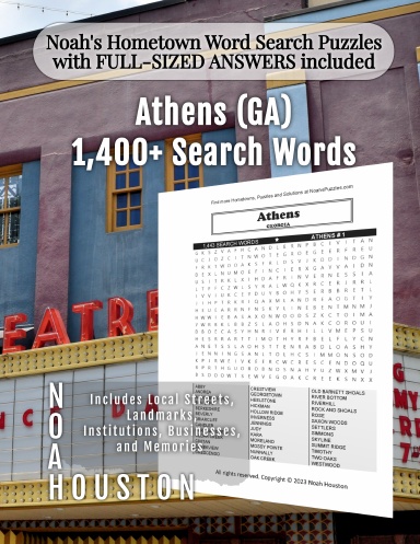 Noah’s Hometown Word Search Puzzles with FULL-SIZED ANSWERS included Athens (GA)