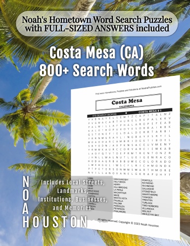 Noah’s Hometown Word Search Puzzles with FULL-SIZED ANSWERS included Costa Mesa (CA)