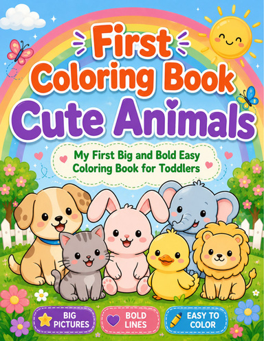 First coloring book cute animals