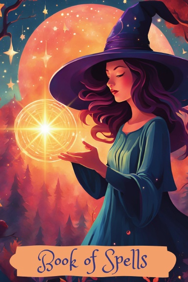 Witch Holding Lit Orb Spell Book Journal