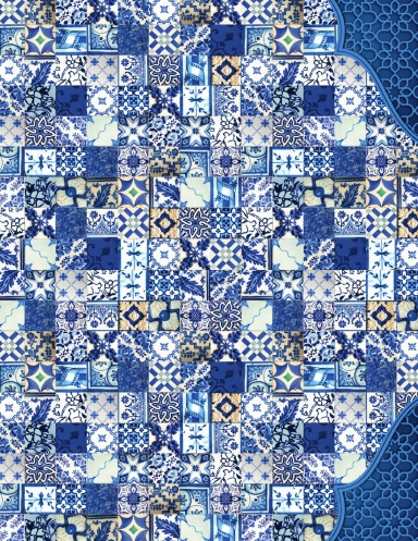 Blue Persian Tile Gratitude Journal with 300 Prompts