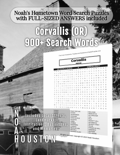 Noah’s Hometown Word Search Puzzles with FULL-SIZED ANSWERS included Corvallis (OR)