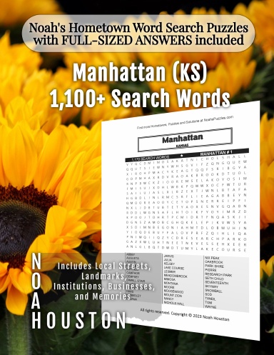 Noah’s Hometown Word Search Puzzles with FULL-SIZED ANSWERS included Manhattan (KS)