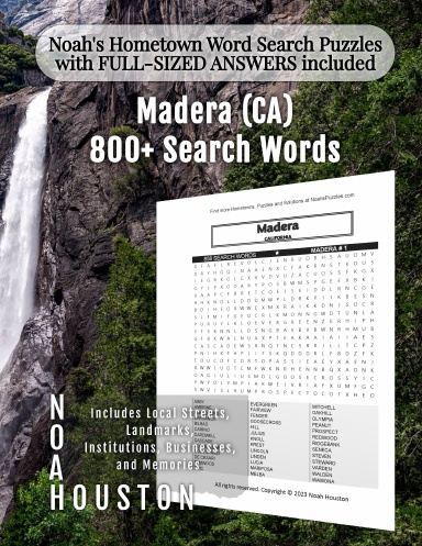 Noah’s Hometown Word Search Puzzles with FULL-SIZED ANSWERS included Madera (CA)