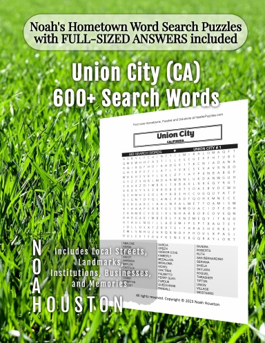 Noah’s Hometown Word Search Puzzles with FULL-SIZED ANSWERS included Union City (CA)