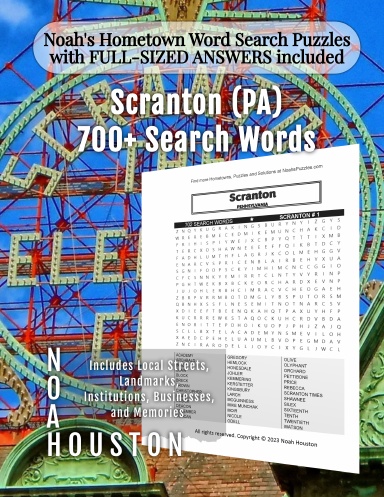 Noah’s Hometown Word Search Puzzles with FULL-SIZED ANSWERS included Scranton (PA)