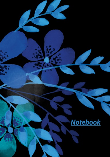 Blue Leaves Flowers /Journal Notebook ,/ A5 Dots Grid / 200 pages Cream Paper /Glossy Finish Cover