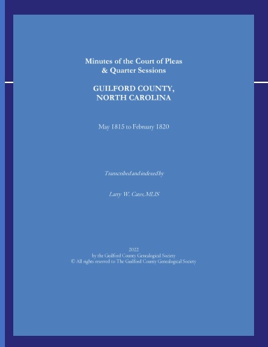 Minutes of the Court of Pleas & Quarter Sessions