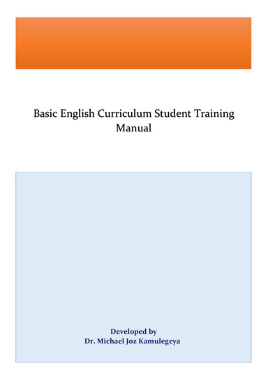 Basic English Curriculum Student Training Manual