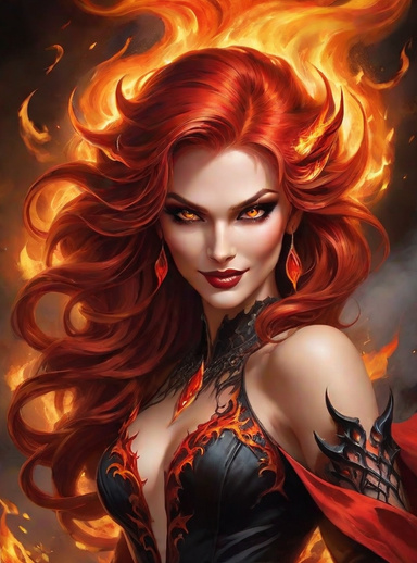 Fiery Portraits of a Sensual Succubus