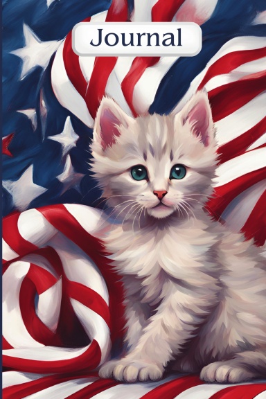 Patriotic White Kitten Spiral Journal