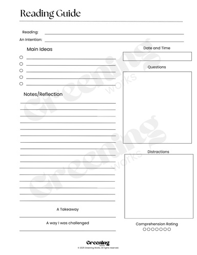 Greening Works Reading Guide - Printable