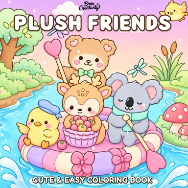 Plush Friends Cute & Easy Coloring Book