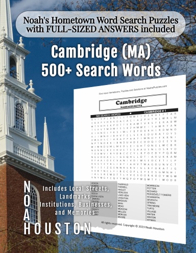 Noah’s Hometown Word Search Puzzles with FULL-SIZED ANSWERS included Cambridge (MA)