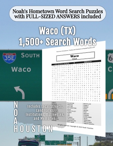 Noah’s Hometown Word Search Puzzles with FULL-SIZED ANSWERS included Waco (TX)