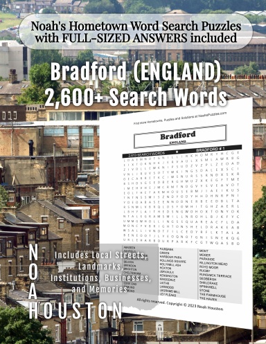 Noah’s Hometown Word Search Puzzles with FULL-SIZED ANSWERS included BRADFORD (ENGLAND)