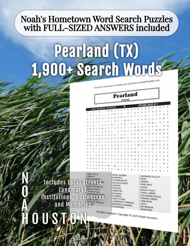 Noah’s Hometown Word Search Puzzles with FULL-SIZED ANSWERS included Pearland (TX)