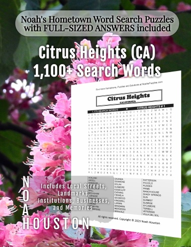 Noah’s Hometown Word Search Puzzles with FULL-SIZED ANSWERS included Citrus Heights (CA)