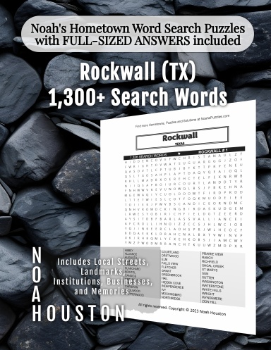 Noah’s Hometown Word Search Puzzles with FULL-SIZED ANSWERS included Rockwall (TX)