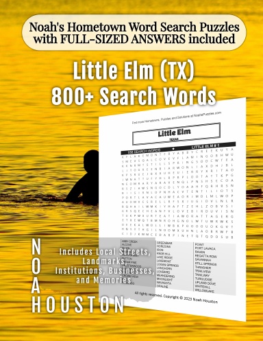 Noah’s Hometown Word Search Puzzles with FULL-SIZED ANSWERS included Little Elm (TX)
