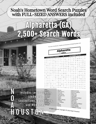 Noah’s Hometown Word Search Puzzles with FULL-SIZED ANSWERS included Alpharetta (GA)