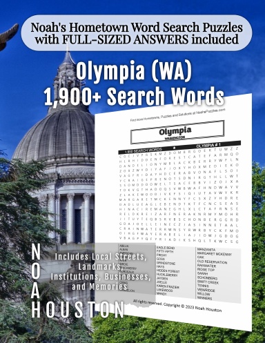 Noah’s Hometown Word Search Puzzles with FULL-SIZED ANSWERS included Olympia (WA)